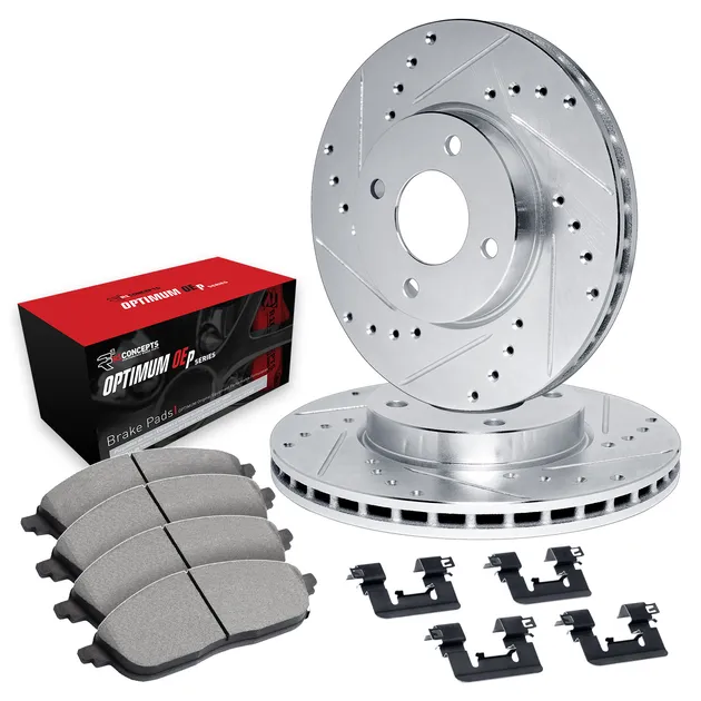 R1 Concepts WGUH1-73133 Brake Rotors - D/S - Silver W/ Optimum Oe Pads & Hdw